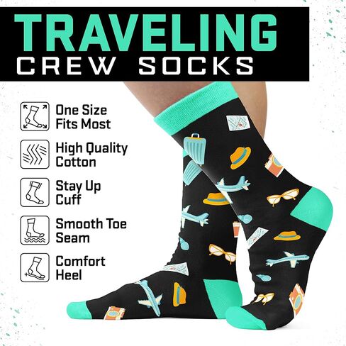 Travel Gifts - Fun Socks for Men and Women, Unique Gift for Travelers, Ideal Stocking Stuffers for Men in Saudi Arabia