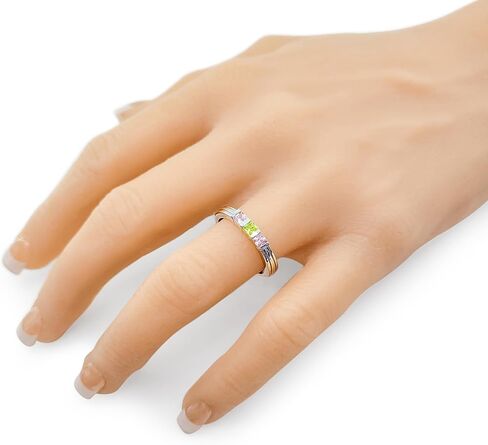 Central Diamond Center Princess Mothers Ring w/ 1 to 6 Simulated Birthstones in Sterling Silver, 10K or 14K Gold in Saudi Arabia