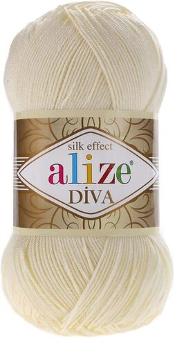 ALIZE DIVA Silk Effect 100 ٪ Microfiber Yarn 1 Ball Skeins 100gr 383yds Color (123 - Emerald) in Kuwait