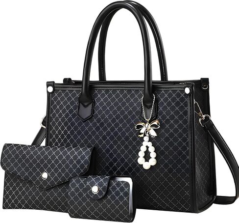 3pcs Purses and Handbags Set for Women, Top-Handle Tote, Satchel Shoulder Bag & Matching Wallet and Card Purse in Saudi Arabia
