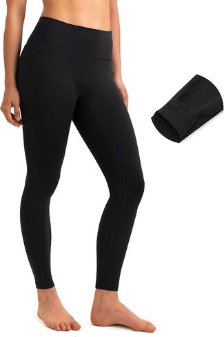 Colorfulkoala Women's Fleece Lined Leggings 26.5" with Pockets Thermal Casual Workout No Front Seam Yoga Pants Winter Warm in Kuwait