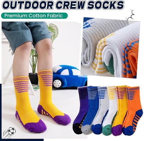Kids Boys Athletic Socks Sport Basketball Crew Soft Cotton Breathable Youth Casual Socks 6 Pairs in Saudi Arabia