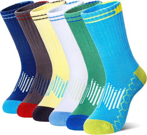 Kids Boys Athletic Socks Sport Basketball Crew Soft Cotton Breathable Youth Casual Socks 6 Pairs in Saudi Arabia