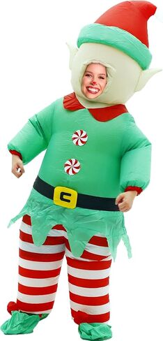 Inflatable Christmas Elf Costume for Adult, Air Blow up Christmas Full Body Suit Festival Costume Elf Carnival Outfit (Elf) in Kuwait