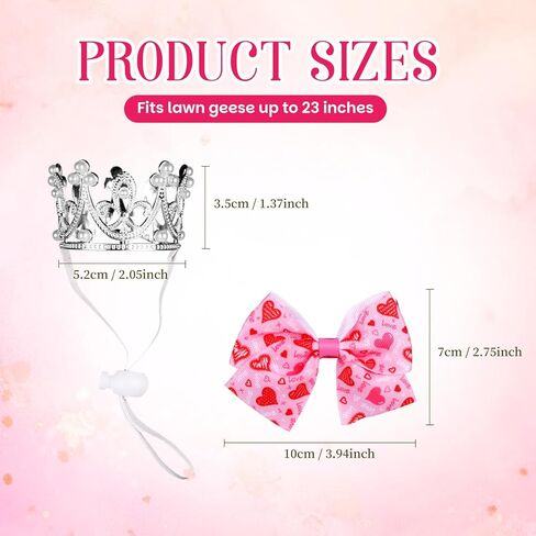 3 قطع من ملابس الأميرة الشرفة أوزة مقاس 23 بوصة 17 بوصة زي الإوزة في الحديقة الأسمنتية تنورة توتو على شكل تاج على شكل فيونكة ملابس إوز للأميرة لتزيين الحديقة الخارجية (وردي) in Kuwait