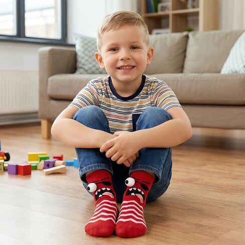 Crazy Socks for Kids - Silly Wacky Funny White Elephant Gifts Stockings Monster Toddler Socks with 3D Eyes for Kids in Saudi Arabia