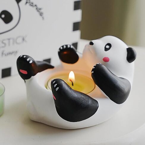 Scented Tealight Candles - Cute Panda Statue Tealight Candle Holder with 4 Scented Candles | Cute Stand Plaster Crafts Tea Light Candle Stand for Table Centerpiece, Home Aesthetics Decor in Saudi Arabia