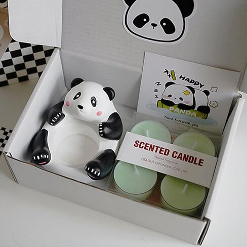 Scented Tealight Candles - Cute Panda Statue Tealight Candle Holder with 4 Scented Candles | Cute Stand Plaster Crafts Tea Light Candle Stand for Table Centerpiece, Home Aesthetics Decor in Saudi Arabia