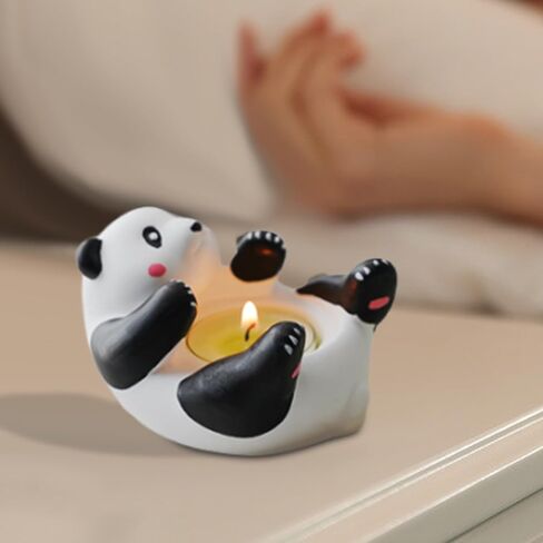 Scented Tealight Candles - Cute Panda Statue Tealight Candle Holder with 4 Scented Candles | Cute Stand Plaster Crafts Tea Light Candle Stand for Table Centerpiece, Home Aesthetics Decor in Saudi Arabia
