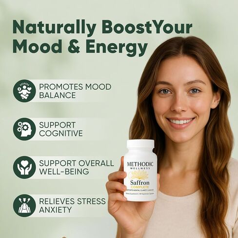Saffron Complete Supplements, 88.5mg Saffron Extract for Mood Energy, Stress Relief & Sleep, Non-GMO & Gluten-Free – 60 Vegetable Capsule in Saudi Arabia