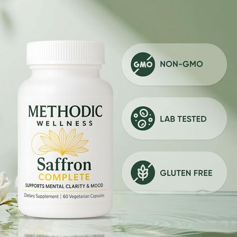 Saffron Complete Supplements, 88.5mg Saffron Extract for Mood Energy, Stress Relief & Sleep, Non-GMO & Gluten-Free – 60 Vegetable Capsule in Saudi Arabia