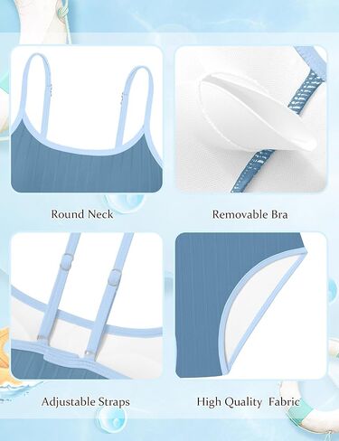 MIGU Girls Swimsuit Color-Block Adjustable Straps Girls Bathing Suit Bikini Sets with Chest Pad 2 Piece Swimwear 9-16T in Saudi Arabia