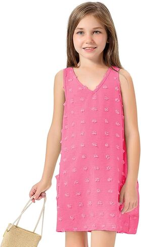 Girls Cute Swiss Polka Dot Swim Coverups Swimsuit Bikini Cover Up Short Beach Dress with Pockets in Saudi Arabia