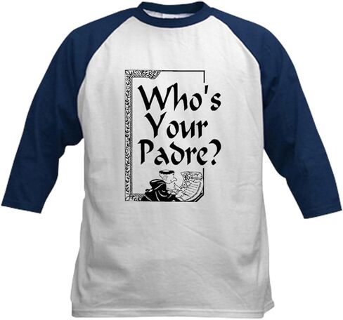 CafePress Who's Your Padre Kids Baseball Jersey Kids Cotton Baseball Jersey, 3/4 Raglan Sleeve Shirt in Saudi Arabia