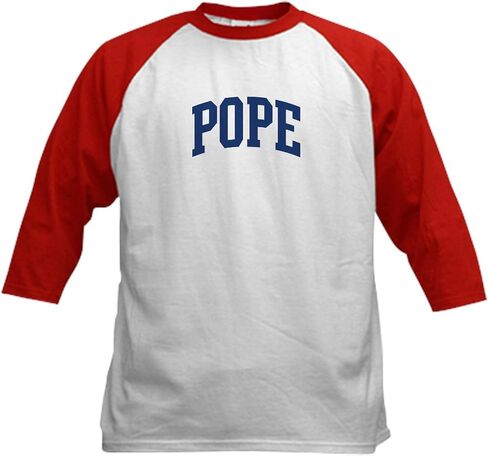 CafePress Pope Design (Blue) Kids Baseball Jersey Kids Cotton Baseball Jersey, 3/4 Raglan Sleeve Shirt in Saudi Arabia