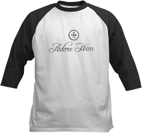 CafePress Adore Him 2 Kids Baseball Jersey Kids Cotton Baseball Jersey, 3/4 Raglan Sleeve Shirt in Saudi Arabia