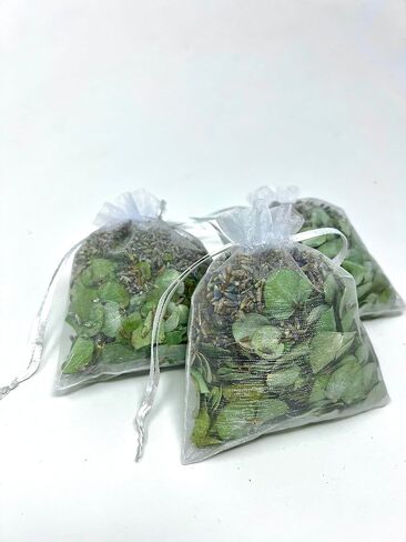 أكياس دش معطرة بالأوكالبتوس واللافندر الطبيعي - كبيرة 2 أونصة (عبوة من 3) - أعشاب روحية للاسترخاء، أكياس دش الأوكالبتوس، الأوكالبتوس لتخفيف التوتر، دعم المناعة، حقيبة العلاج العطري in Kuwait