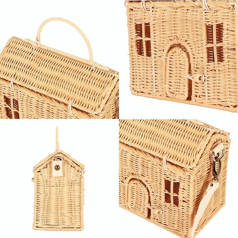 حقيبة راتان منسوجة يدويًا، حقيبة كتف من الروطان بمقبض محمول وحزام قابل للتعديل in Kuwait