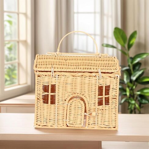 حقيبة راتان منسوجة يدويًا، حقيبة كتف من الروطان بمقبض محمول وحزام قابل للتعديل in Kuwait