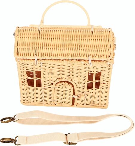 حقيبة راتان منسوجة يدويًا، حقيبة كتف من الروطان بمقبض محمول وحزام قابل للتعديل in Kuwait