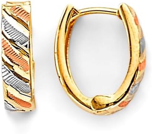 14k Tri Color Gold huggie Earrings in Saudi Arabia