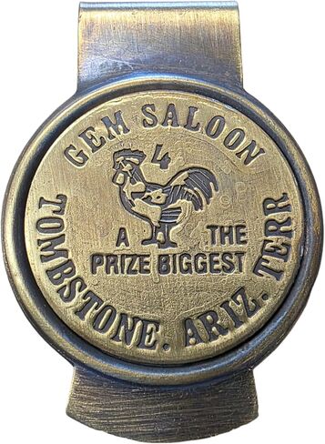 Gem Saloon Tombstone Arizona Solid Brass Money Clip With Raised Lettering & Antique Finish (3" x 2.25") in Saudi Arabia