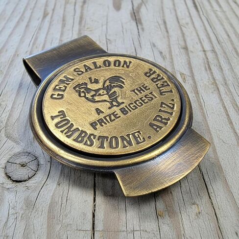 Gem Saloon Tombstone Arizona Solid Brass Money Clip With Raised Lettering & Antique Finish (3" x 2.25") in Saudi Arabia