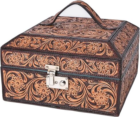American Darling Jewelry Case Hand Tooled Genuine Leather Women Bag Western Handbag Purse in Kuwait