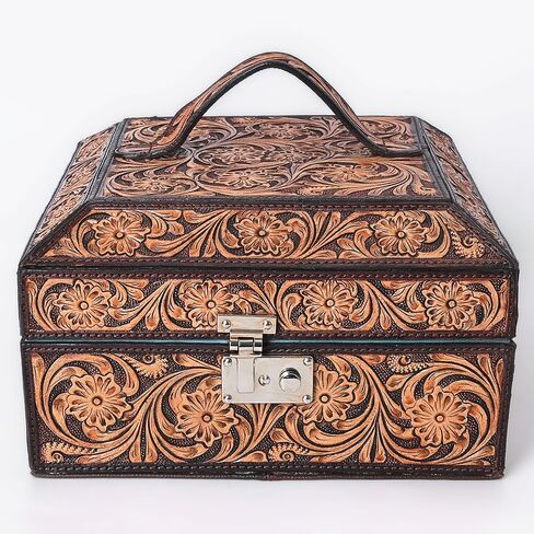 American Darling Jewelry Case Hand Tooled Genuine Leather Women Bag Western Handbag Purse in Kuwait