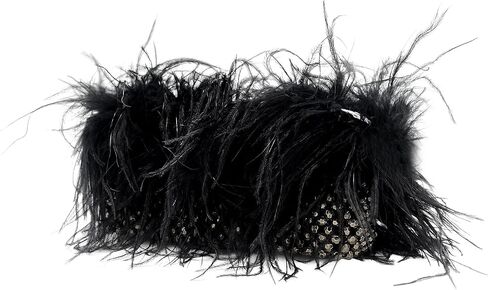 Miuco Feather Clutch Purse Real Natural Ostrich Bags For Women Handmade Beaded Fur Handbags Evening Crossbody bag in Saudi Arabia
