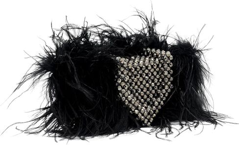 Miuco Feather Clutch Purse Real Natural Ostrich Bags For Women Handmade Beaded Fur Handbags Evening Crossbody bag in Saudi Arabia