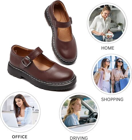 Mary Jane Shoes for Women, Memory Foam Oxford Dress Shoe Vegan Leather Buckle Strap Cute Dressy Flats for Work Office School Business Casual Cosplay Teacher in Saudi Arabia
