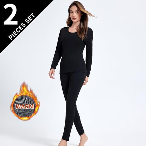 Thermal Underwear Set for Women Long Sleeve Top and Pants Base Layer Warm Stretchy Winter Loungewear(1 Set) in Saudi Arabia