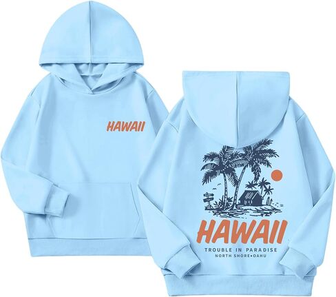 Cute Hawaii Hoodies for Girls Preppy Hawaiian Palm Beach Sweatshirt Aesthetic Graphic Vacation Hoodie Pullover Tops in Saudi Arabia