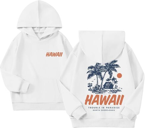 Cute Hawaii Hoodies for Girls Preppy Hawaiian Palm Beach Sweatshirt Aesthetic Graphic Vacation Hoodie Pullover Tops in Saudi Arabia
