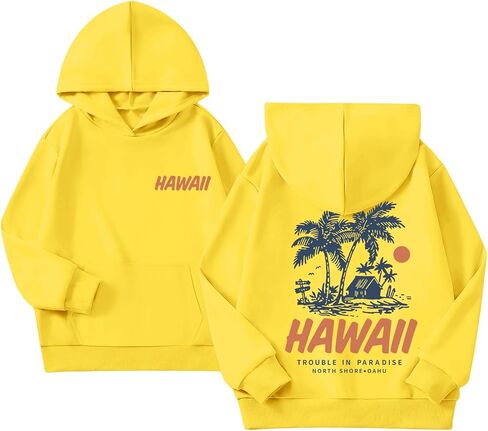 Cute Hawaii Hoodies for Girls Preppy Hawaiian Palm Beach Sweatshirt Aesthetic Graphic Vacation Hoodie Pullover Tops in Saudi Arabia