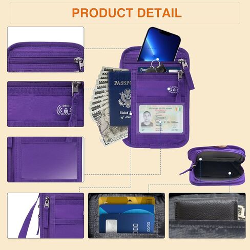 RFID Blocking Neck Wallet Small Crossbody Bag Travel Passport Holder Slim Minimalist Design Security Neck Pouch in Saudi Arabia