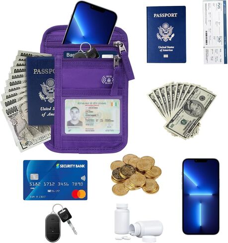 RFID Blocking Neck Wallet Small Crossbody Bag Travel Passport Holder Slim Minimalist Design Security Neck Pouch in Saudi Arabia