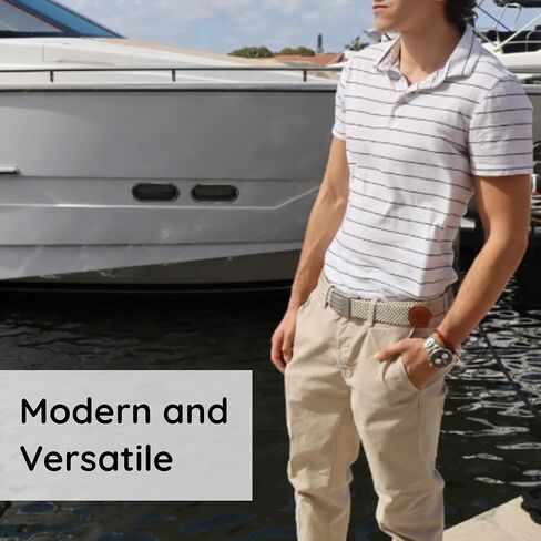 Mens Braided Stretch Belt – Adjustable Reversible Woven Golf Belt for Casual, Work, and Active Wear in Kuwait