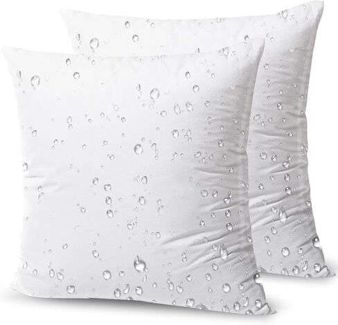 Phantoscope Premium Outdoor Pillow Inserts - Pack of 2 Square Form Water Resistant Polyester Throw Pillows, Couch Sham Cushion Stuffer, 18 X 18 inches in Kuwait