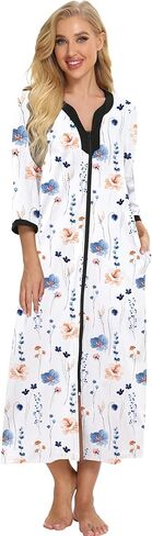 Bloggerlove House Dresses for Women Zip Up Robes Soft Cotton Nightgown Half Sleeve House Coat Long Night Gowns Sleepwear in Saudi Arabia