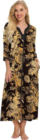 Bloggerlove House Dresses for Women Zip Up Robes Soft Cotton Nightgown Half Sleeve House Coat Long Night Gowns Sleepwear in Saudi Arabia