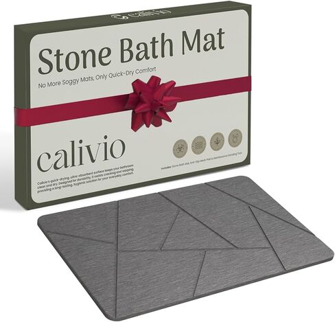 Quick Dry Shower Stone Bath Mat, Super Absorbent & Non-Slip 24 x 16 Inch Diatomaceous Earth Mat, Durable & Easy to Clean Diatomite Bath Mat for Bathroom Floor/Kitchen (Dark Gray) in Saudi Arabia