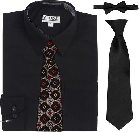 Gioberti Boy's Long Sleeve White Dress Shirt with Design Tie Set in Saudi Arabia