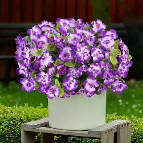 6 Pcs Artificial Flowers Outdoor, UV Resistant Fake Silk Outside Plants Flowers for Spring Summer Fall Winter Christmas, Realistic Fuchsia Faux Florals for Planter Front Porch Patio Decoration in Saudi Arabia