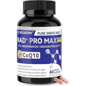 NAD+ Supplement for Men and Women with Resveratrol and CoQ10 Promotes Cell Regeneration and Anti-Aging American-Made NAD+, 60 Capsules in Saudi Arabia