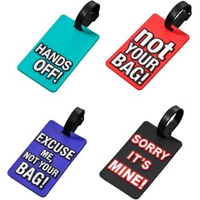 Funny Silicone Luggage Tag, Colorful Unique Baggage Handbag Travel Suitcase Tags with Name ID Card for Women Men (Multicolor, Set of 4) in Saudi Arabia