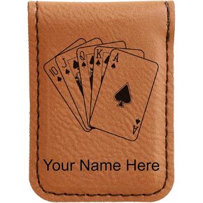 LaserGram Slim Magnetic Money Clip, Royal Flush Poker Cards, Personalized Engraving Included (Black with Gold) in Saudi Arabia