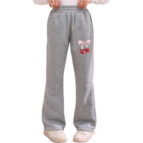 WDIRARA Girl's Cherry Graphic Flare Sweatpants Athletic Workout Track Pants in Saudi Arabia