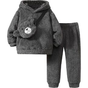 Boys Girls 2 Pps Fleece Sweatsuit Pants Long Sleeve Hoodie Sweatshirt and Sweatpant Kids Clothes Toddler Bear Outfits 2-7 Yrs in Saudi Arabia